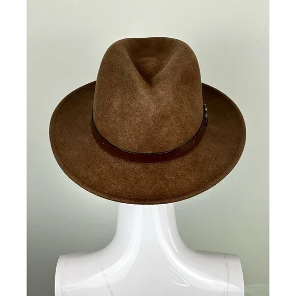 Red Head Brown Wool Hat Crushable Large USA Lite Felt Water Repellent - Picture 3 of 7